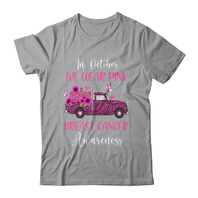 In October We Wear Pink Ribbon Leopard Truck Breast Cancer T-Shirt & Hoodie | Teecentury.com