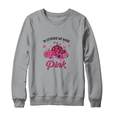 In October We Wear Pink Truck Pumpkin Breast Cancer T-Shirt & Sweatshirt | Teecentury.com