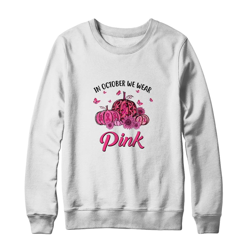 In October We Wear Pink Truck Pumpkin Breast Cancer T-Shirt & Sweatshirt | Teecentury.com