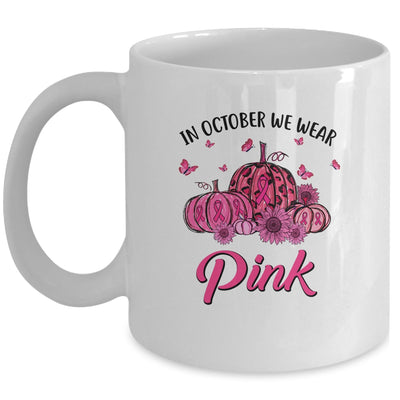 In October We Wear Pink Truck Pumpkin Breast Cancer Mug Coffee Mug | Teecentury.com