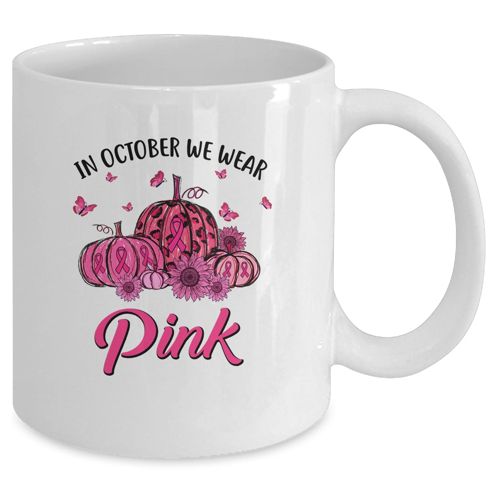 In October We Wear Pink Truck Pumpkin Breast Cancer Mug Coffee Mug | Teecentury.com