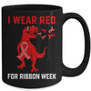 In October We Wear Red Ribbon Week Awareness Trex Dino Kids Mug | teecentury