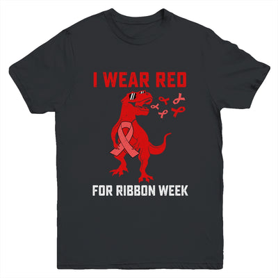 In October We Wear Red Ribbon Week Awareness Trex Dino Kids Youth Shirt | teecentury