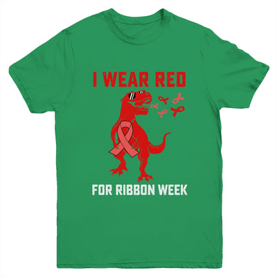 In October We Wear Red Ribbon Week Awareness Trex Dino Kids Youth Shirt | teecentury