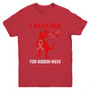 In October We Wear Red Ribbon Week Awareness Trex Dino Kids Youth Shirt | teecentury