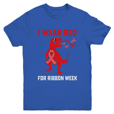 In October We Wear Red Ribbon Week Awareness Trex Dino Kids Youth Shirt | teecentury