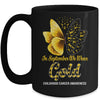 In September We Wear Gold Childhood Cancer Awareness Butterfly Mug Coffee Mug | Teecentury.com