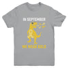 In September We Wear Gold Childhood Cancer Awareness T-Rex Youth Shirt | teecentury