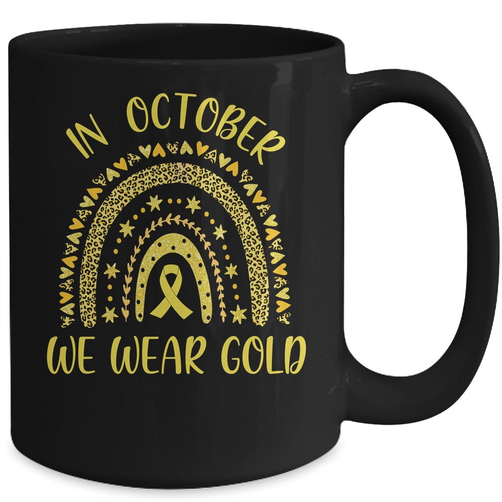 In September We Wear Gold Leopard Childhood Cancer Awareness Mug Coffee Mug | Teecentury.com