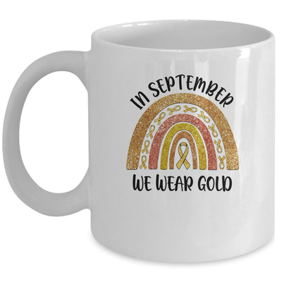 In September We Wear Gold Rainbow Childhood Cancer Awareness Mug Coffee Mug | Teecentury.com