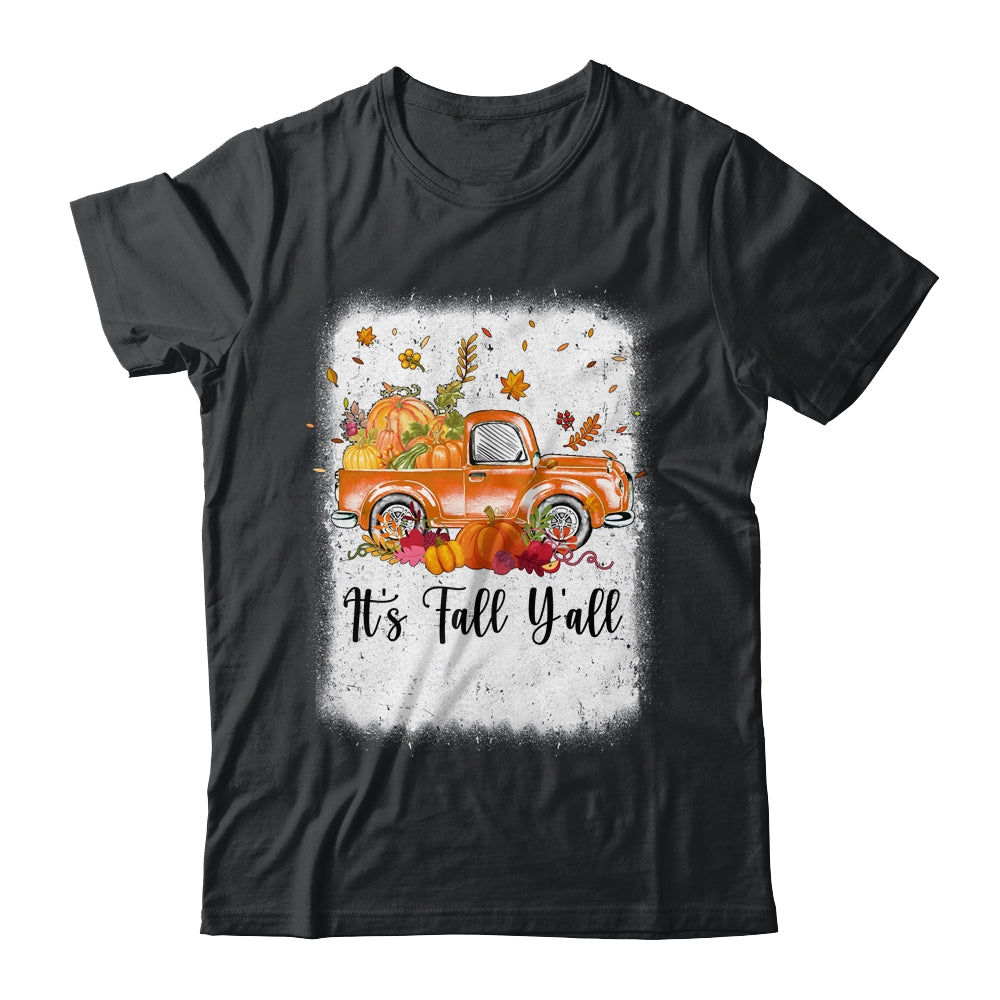 It's Fall Y'all Pumpkin Truck Autumn Tree Bleached Leopard Shirt & Long Sleeve | teecentury