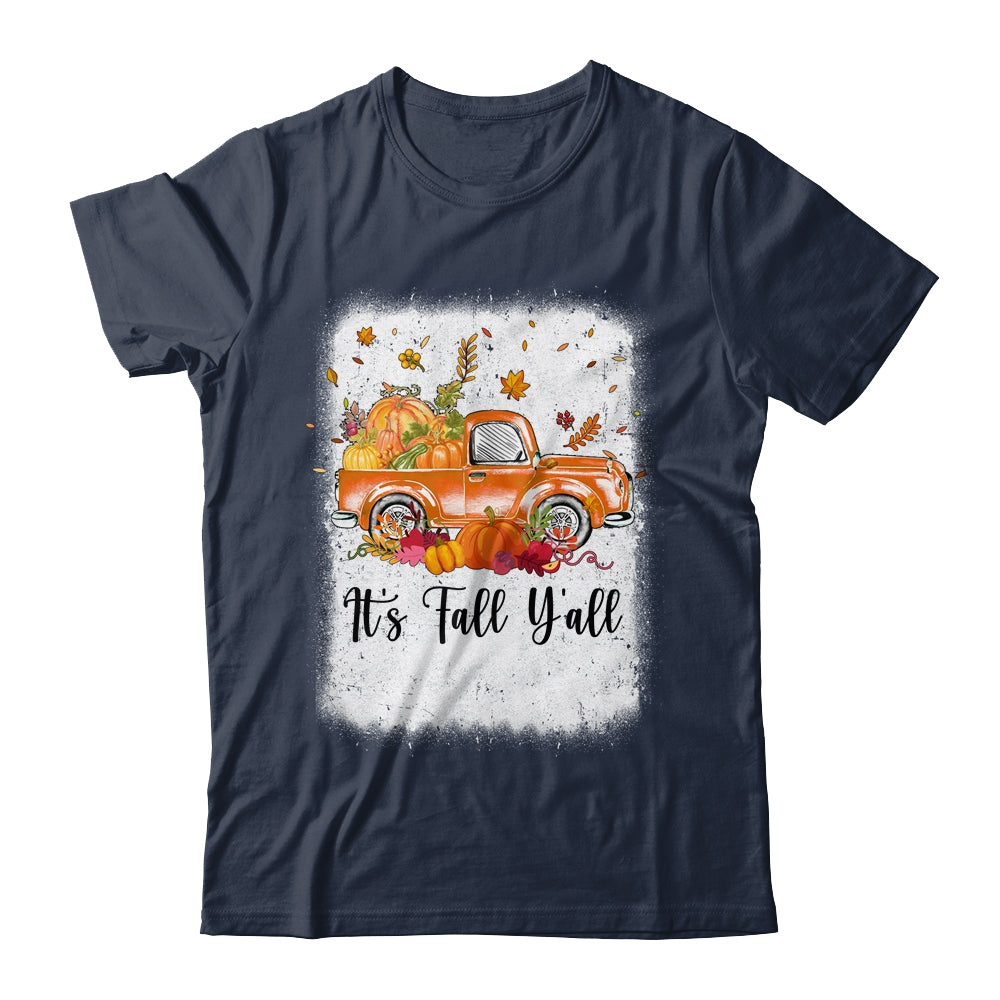 It's Fall Y'all Pumpkin Truck Autumn Tree Bleached Leopard Shirt & Long Sleeve | teecentury