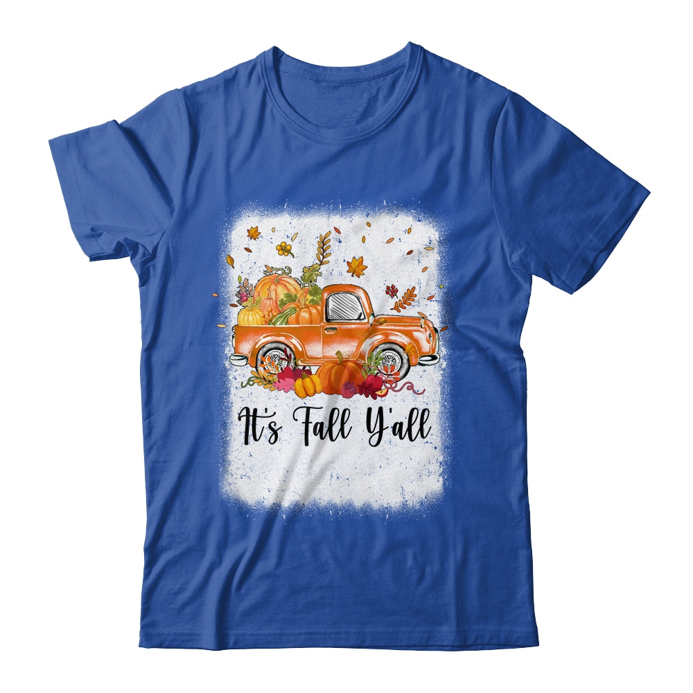 It's Fall Y'all Pumpkin Truck Autumn Tree Bleached Leopard Shirt & Long Sleeve | teecentury