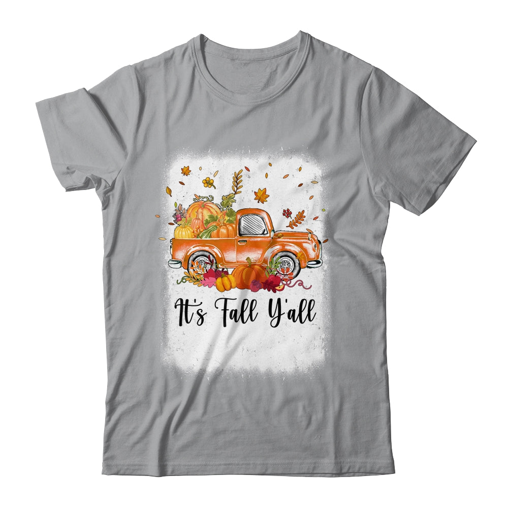 It's Fall Y'all Pumpkin Truck Autumn Tree Bleached Leopard Shirt & Long Sleeve | teecentury