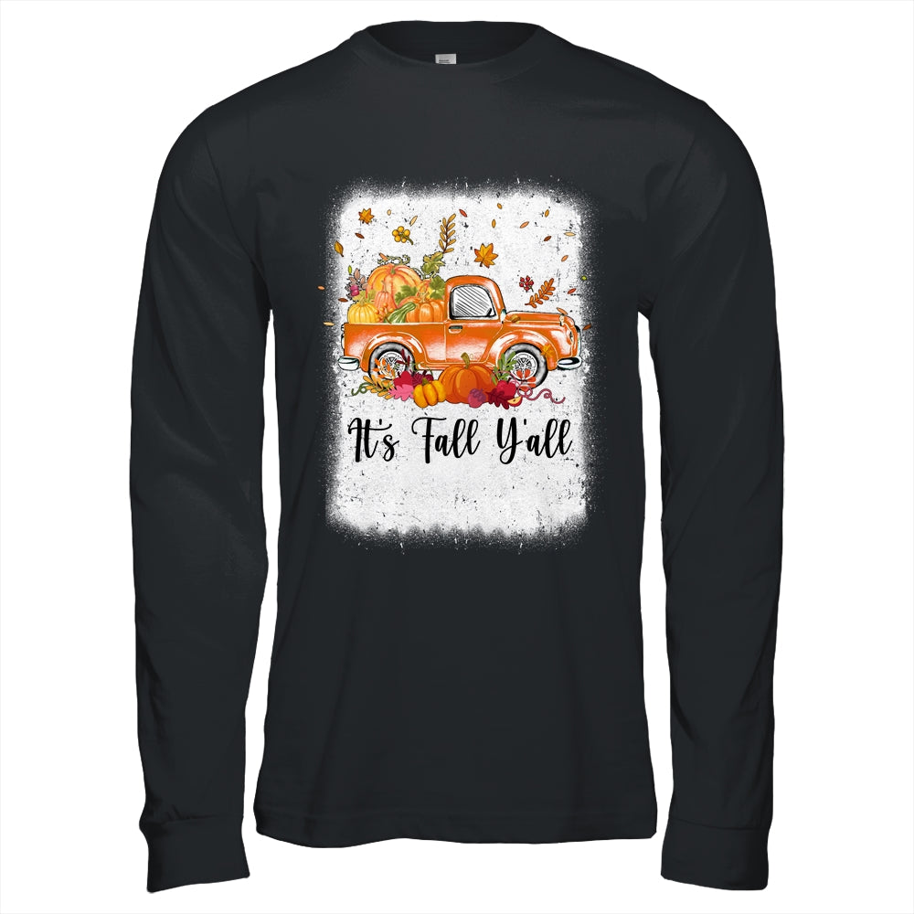It's Fall Y'all Pumpkin Truck Autumn Tree Bleached Leopard Shirt & Long Sleeve | teecentury