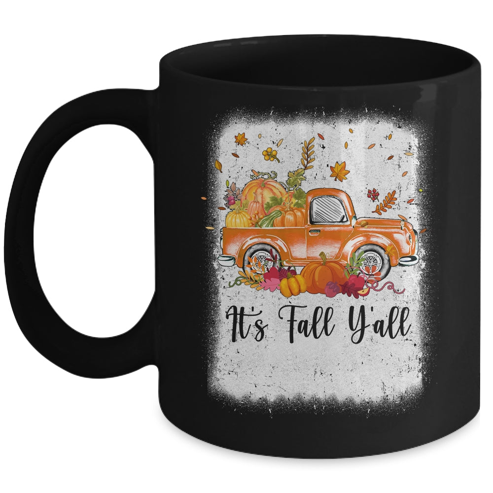 It's Fall Y'all Pumpkin Truck Autumn Tree Bleached Leopard Mug | teecentury