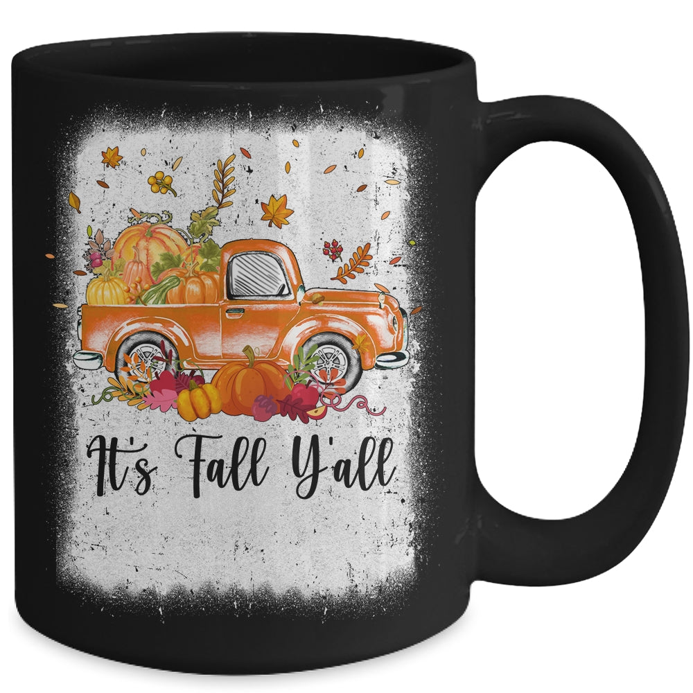 It's Fall Y'all Pumpkin Truck Autumn Tree Bleached Leopard Mug | teecentury