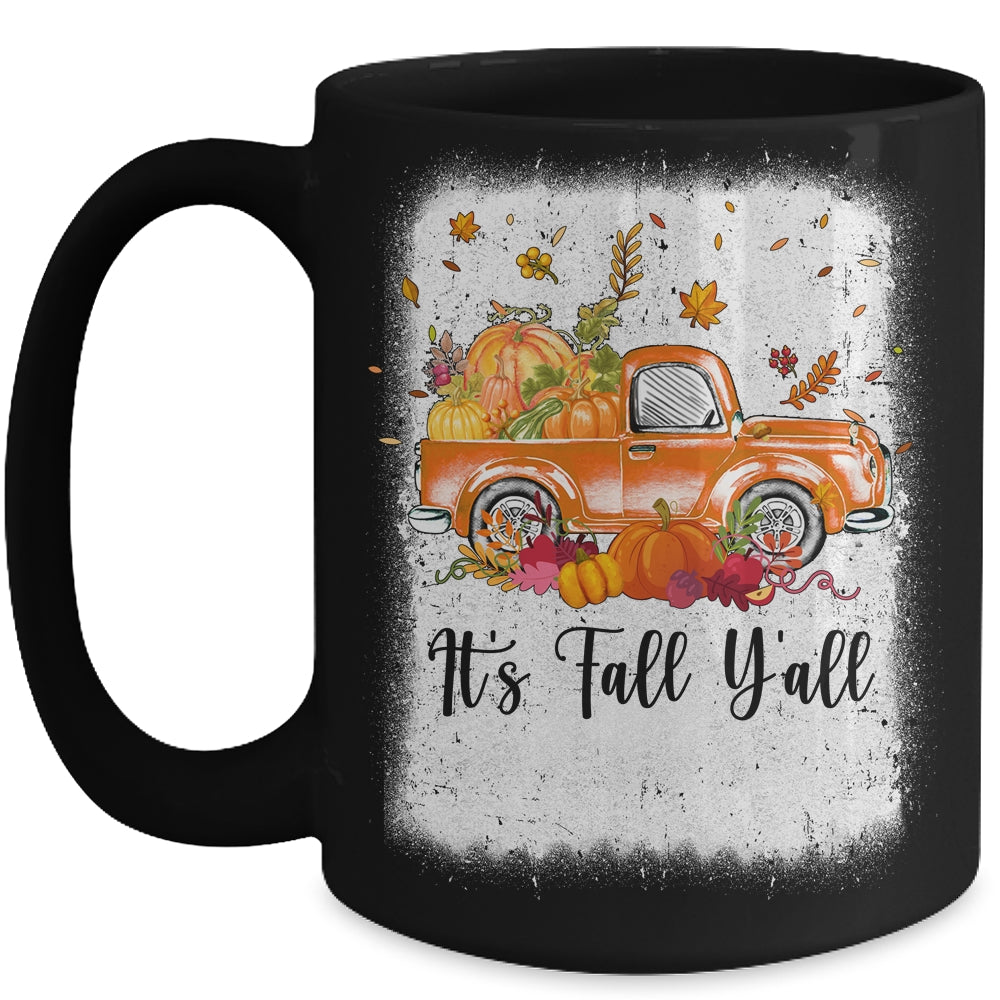 It's Fall Y'all Pumpkin Truck Autumn Tree Bleached Leopard Mug | teecentury