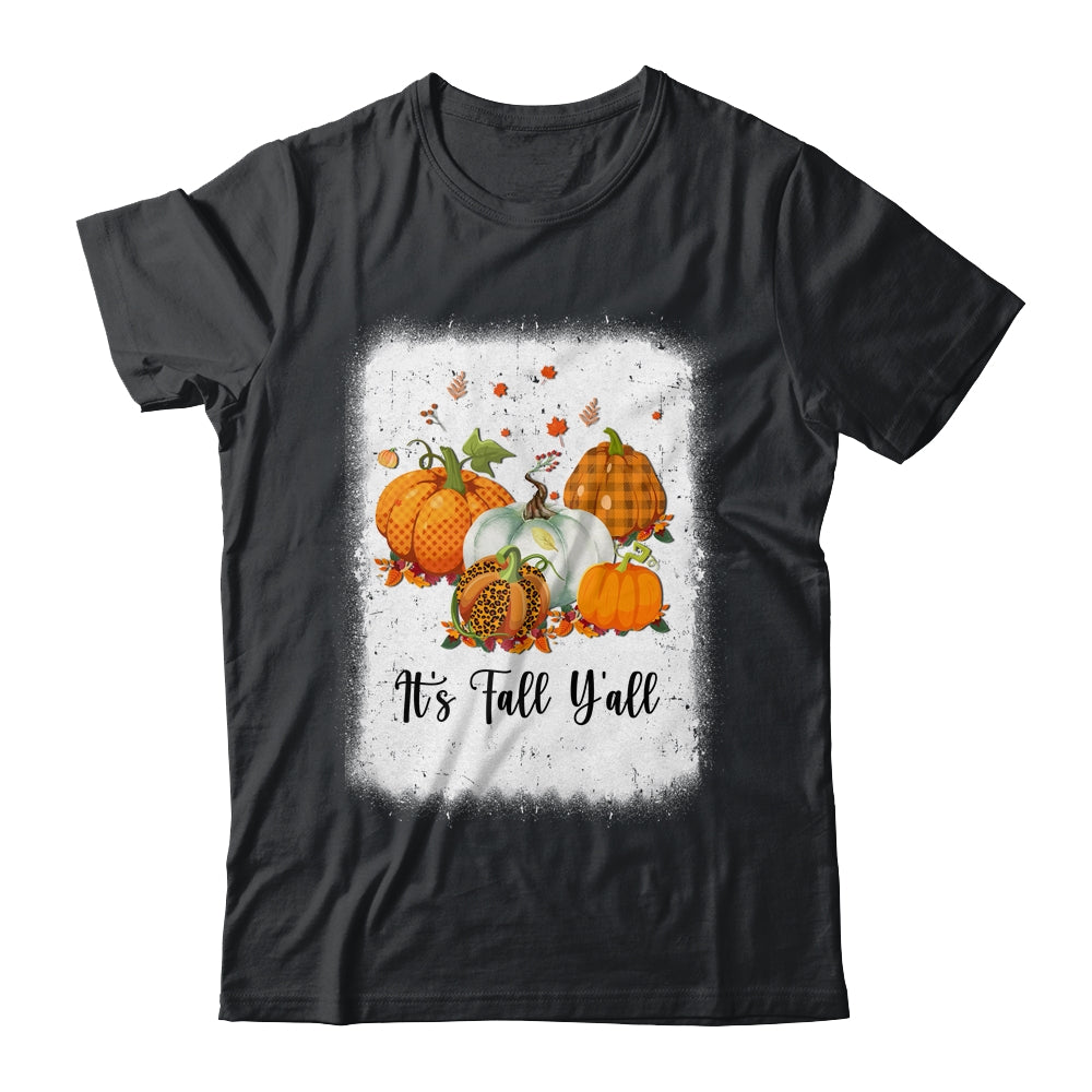 It's Fall Y'all Women Halloween Bleached Leopard Pumpkin Shirt & Hoodie | teecentury