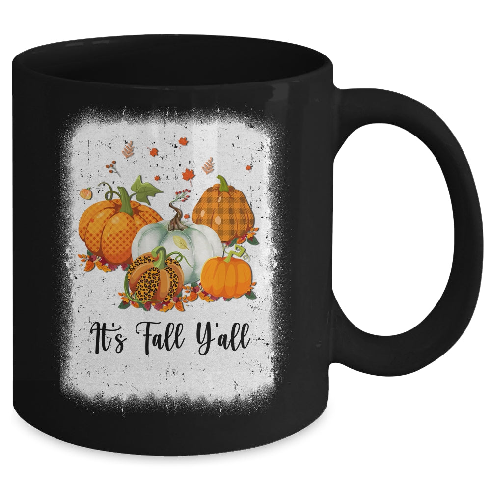 It's Fall Y'all Women Halloween Bleached Leopard Pumpkin Mug | teecentury