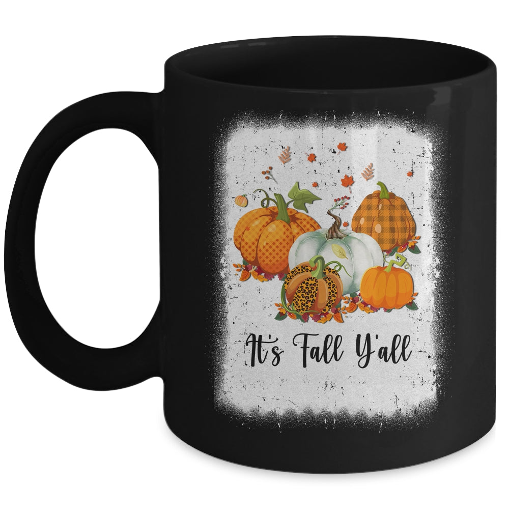 It's Fall Y'all Women Halloween Bleached Leopard Pumpkin Mug | teecentury