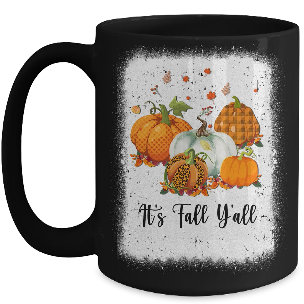 It's Fall Y'all Women Halloween Bleached Leopard Pumpkin Mug | teecentury
