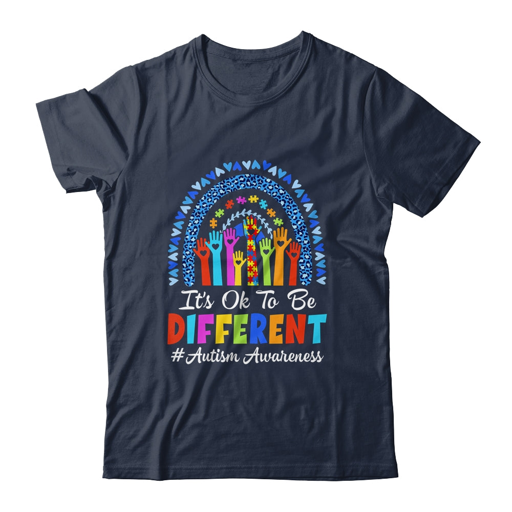 It's Ok To Be Different Autism Awareness Leopard Rainbow Shirt & Hoodie | teecentury