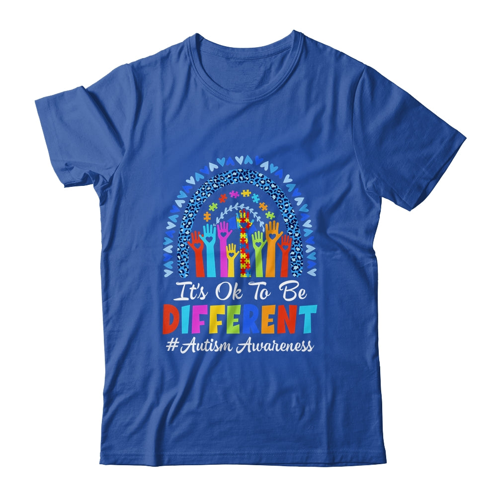 It's Ok To Be Different Autism Awareness Leopard Rainbow Shirt & Hoodie | teecentury