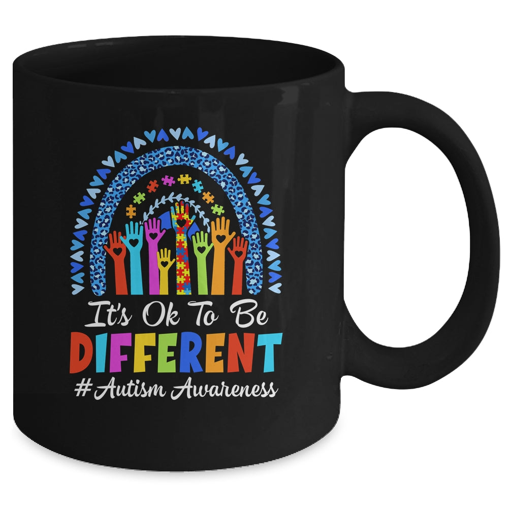 It's Ok To Be Different Autism Awareness Leopard Rainbow Mug | teecentury
