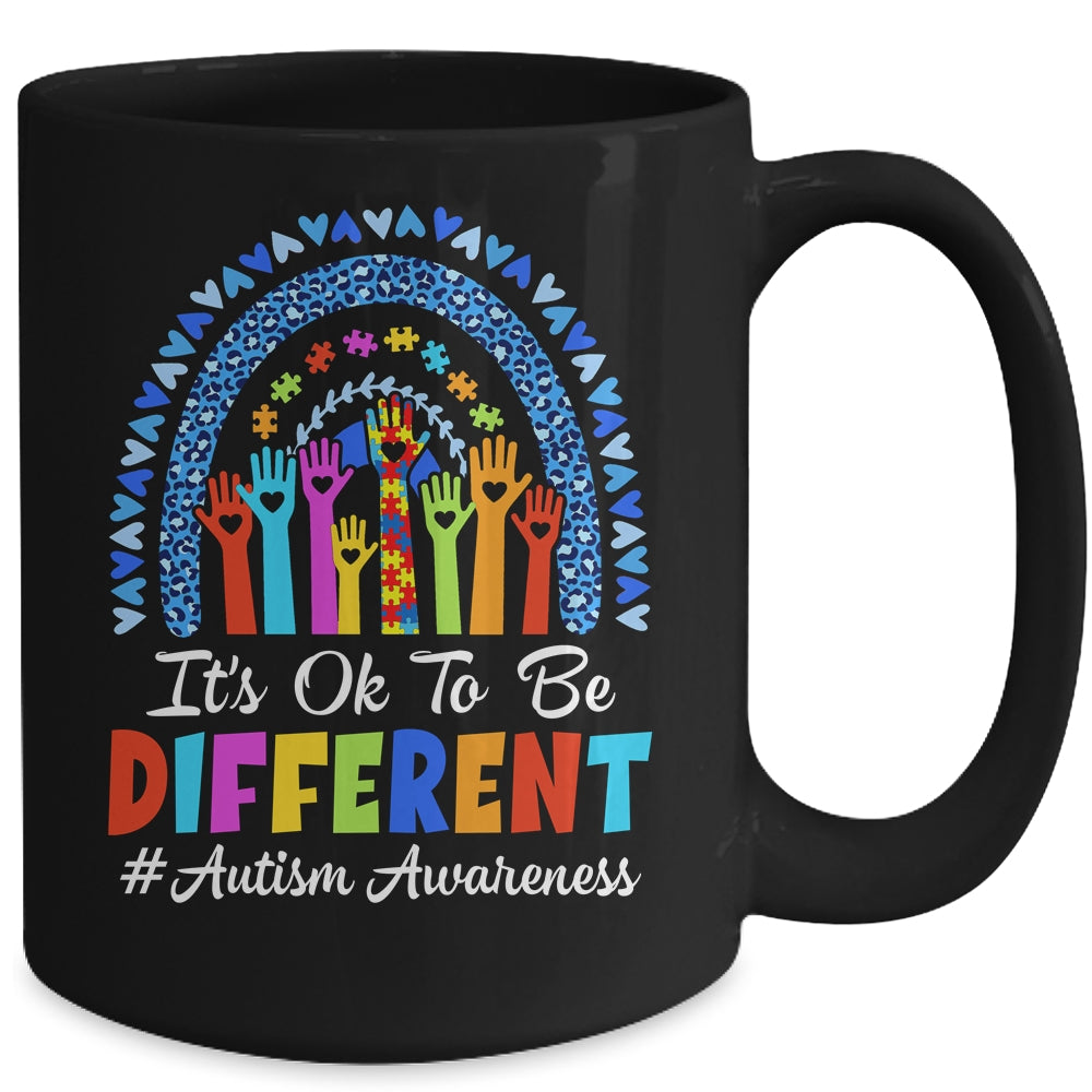 It's Ok To Be Different Autism Awareness Leopard Rainbow Mug | teecentury