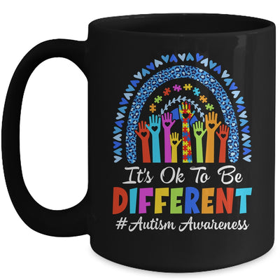 It's Ok To Be Different Autism Awareness Leopard Rainbow Mug | teecentury