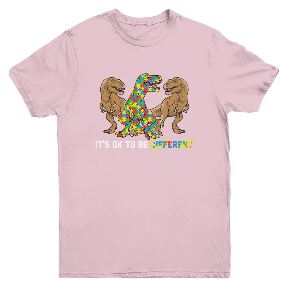 It's Ok To Be Different Dinosaur Autism Awareness Gifts Youth Youth Shirt | Teecentury.com