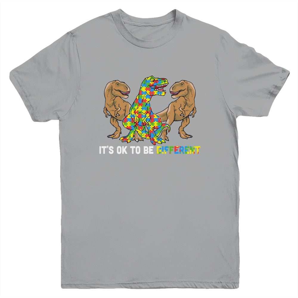 It's Ok To Be Different Dinosaur Autism Awareness Gifts Youth Youth Shirt | Teecentury.com