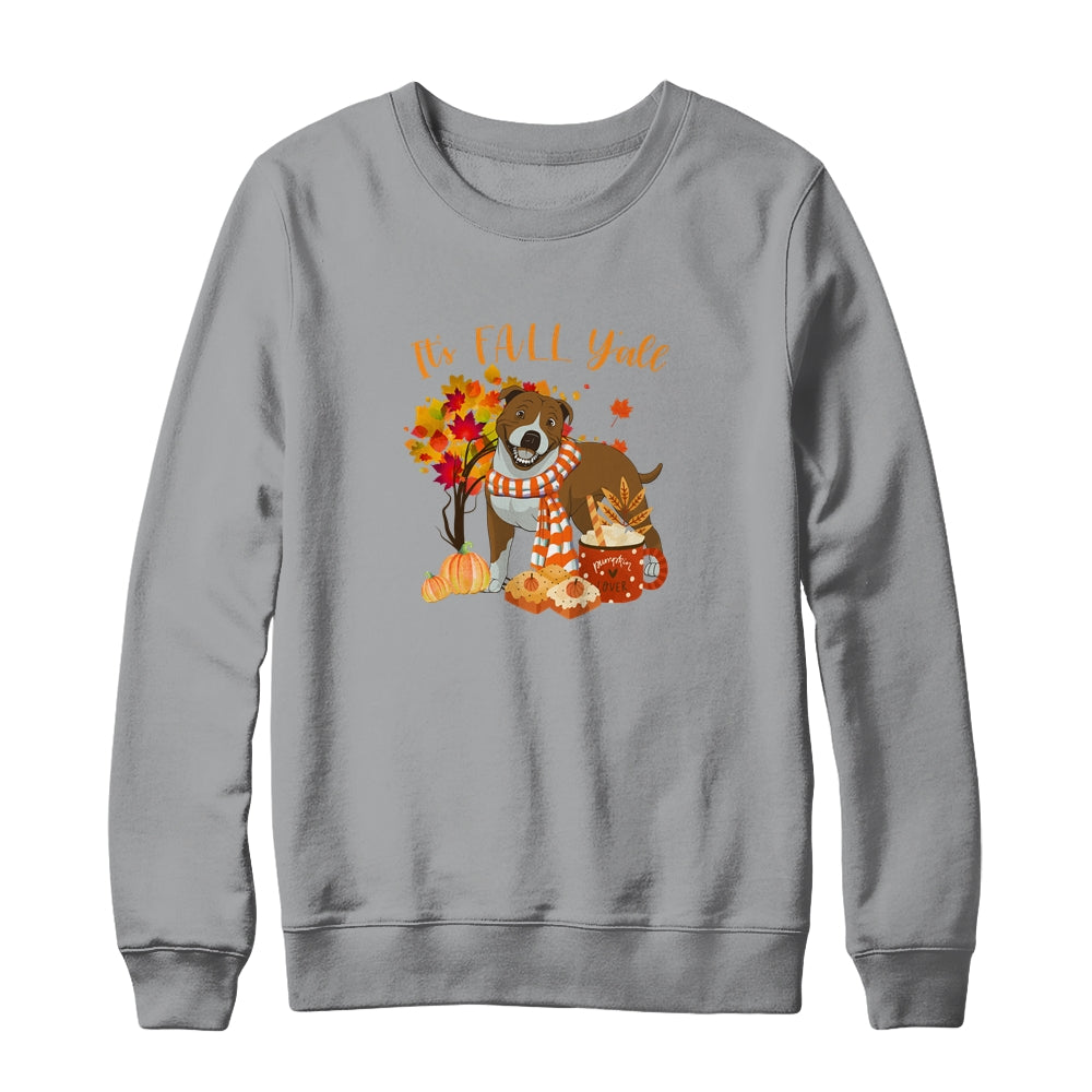 Its Fall Yall Pitbull Dog Halloween Autumn T-Shirt & Sweatshirt | Teecentury.com