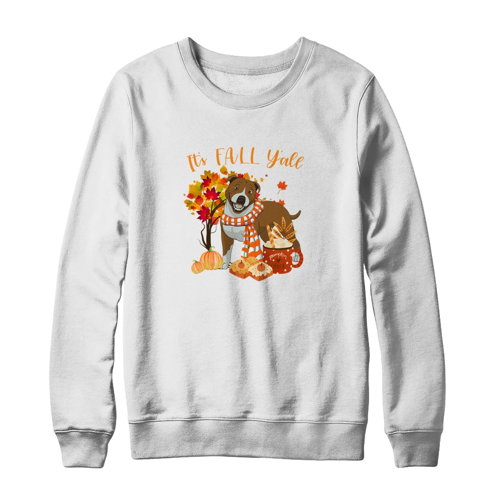 Its Fall Yall Pitbull Dog Halloween Autumn T-Shirt & Sweatshirt | Teecentury.com