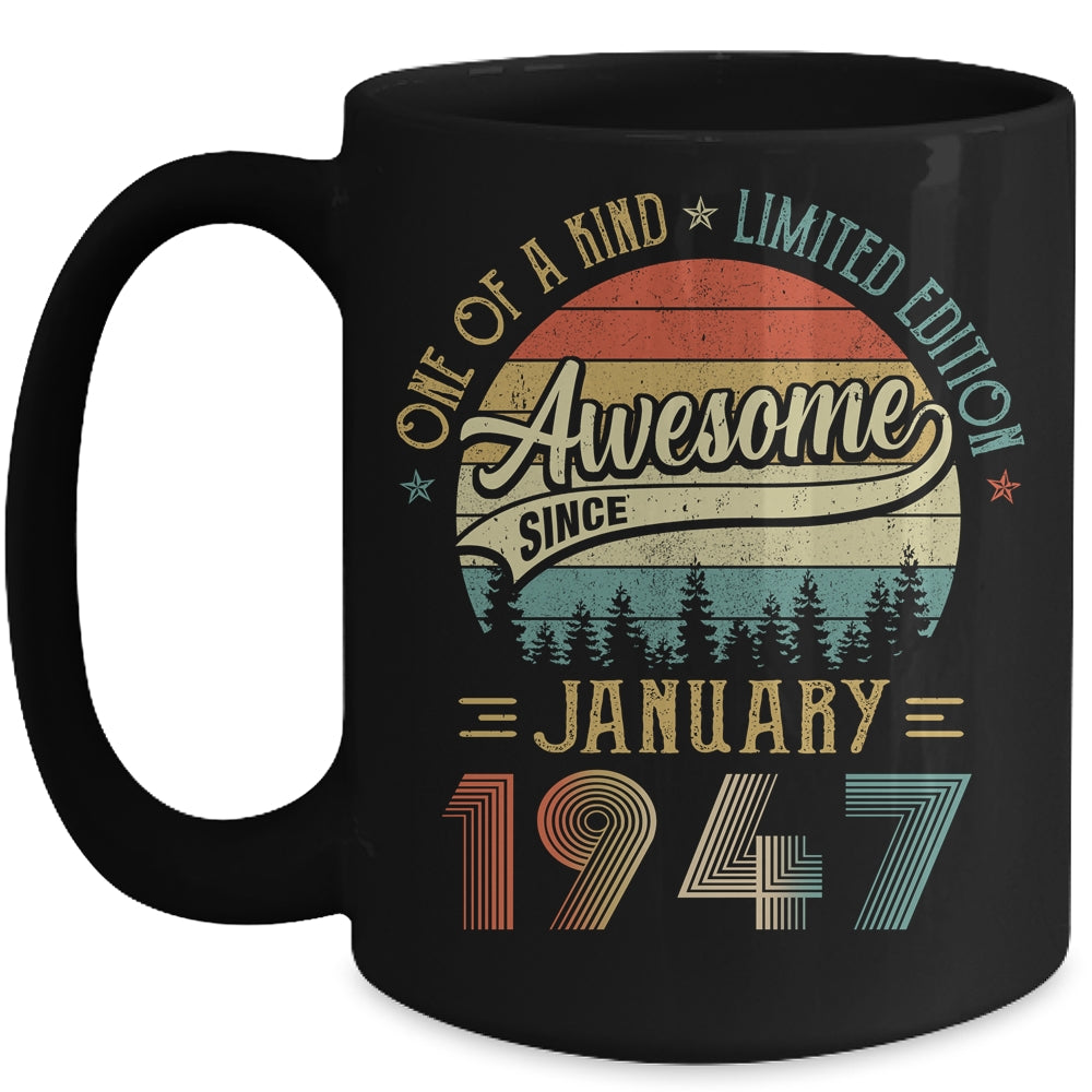 January 1947 Vintage 75 Years Old Retro 75th Birthday Mug Coffee Mug | Teecentury.com