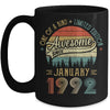 January 1992 Vintage 30 Years Old Retro 30th Birthday Mug Coffee Mug | Teecentury.com