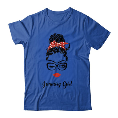 January Girl Woman Face Wink Eyes Lady Face Birthday Gift T-Shirt & Tank Top | Teecentury.com