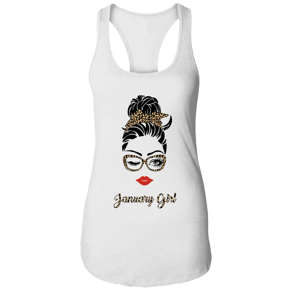 January Girl Woman Lips Eyes Lady Leopard Birthday Gift T-Shirt & Tank Top | Teecentury.com