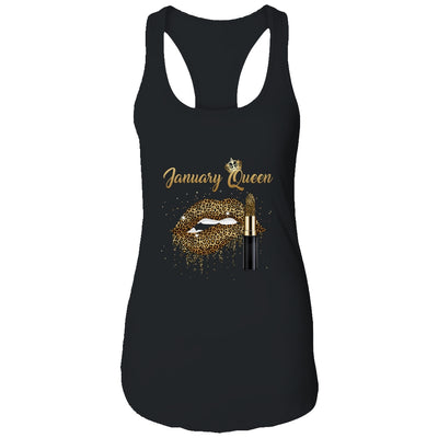 January Queen Girl Leopard Birthday Lips Lipstick Women T-Shirt & Tank Top | Teecentury.com