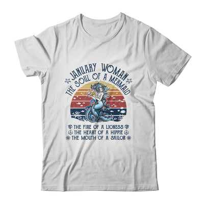 January Woman The Soul Of A Mermaid Vintage Birthday Gift T-Shirt & Tank Top | Teecentury.com
