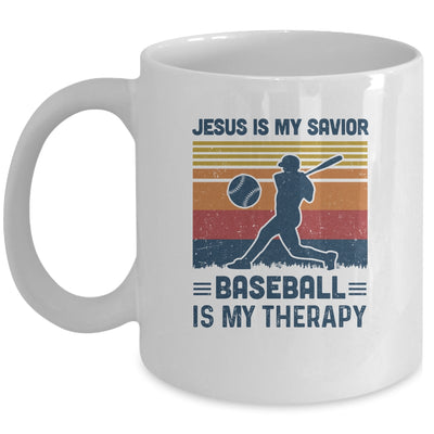 Jesus Is My Savior Baseball Is My Therapy Vintage Christian Gift Mug Coffee Mug | Teecentury.com