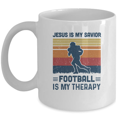 Jesus Is My Savior Football Is My Therapy Vintage Christian Gift Mug Coffee Mug | Teecentury.com