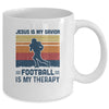 Jesus Is My Savior Football Is My Therapy Vintage Christian Gift Mug Coffee Mug | Teecentury.com