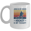 Jesus Is My Savior Hockey Is My Therapy Vintage Christian Gift Mug Coffee Mug | Teecentury.com