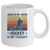 Jesus Is My Savior Hockey Is My Therapy Vintage Christian Gift Mug Coffee Mug | Teecentury.com