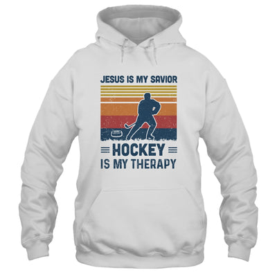 Jesus Is My Savior Hockey Is My Therapy Vintage Christian Gift T-Shirt & Hoodie | Teecentury.com