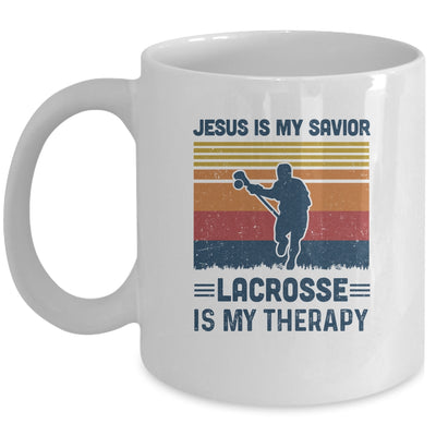 Jesus Is My Savior Lacrosse Is My Therapy Vintage Christian Gift Mug Coffee Mug | Teecentury.com