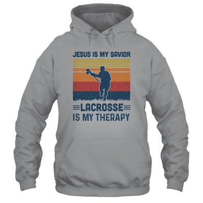 Jesus Is My Savior Lacrosse Is My Therapy Vintage Christian Gift T-Shirt & Hoodie | Teecentury.com