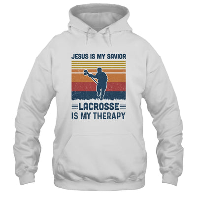 Jesus Is My Savior Lacrosse Is My Therapy Vintage Christian Gift T-Shirt & Hoodie | Teecentury.com